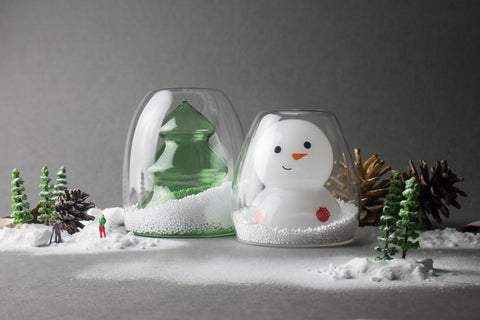 Double-Wall Glass - Snowman + Christmas Tree Bundle Set